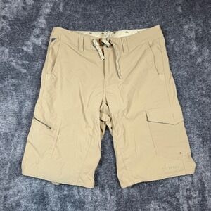 Patagonia Mens 31 Worn Wear Cargo Shorts Tan Khaki Hiking Fishing Stretch
